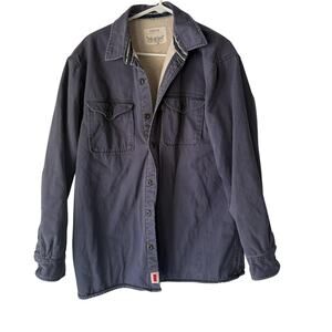 Levis Shirt Jacket Mens Large Blue Sherpa Lined Button Up Workwear Western Denim